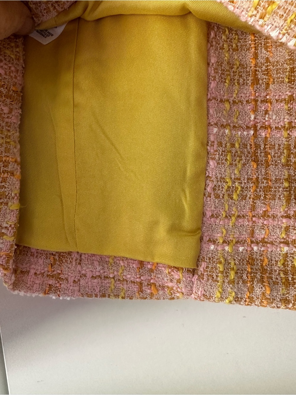 🌸 NWT Time & Tru Tweed Jacket Small Pink Yellow Plaid Cropped Blazer - Picture 8 of 13
